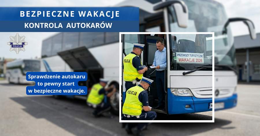 Kontrole autokarów w celu zapewnienia bezpieczeństwa podczas wakacji