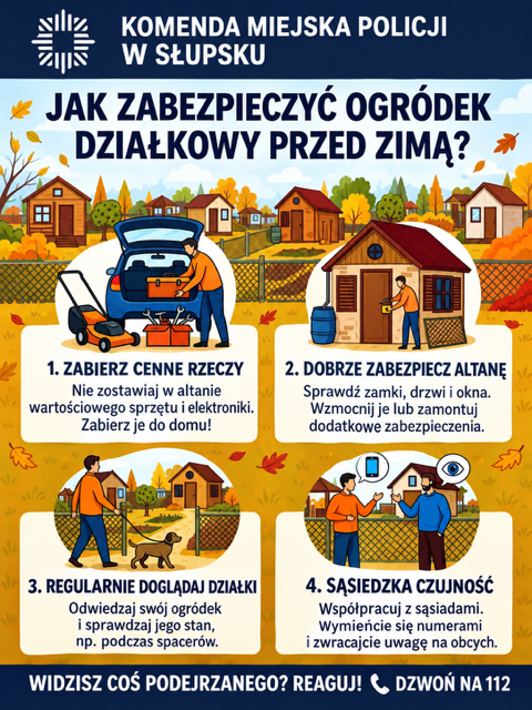 Policja zaleca zabezpieczenie ogródków działkowych przed zimą